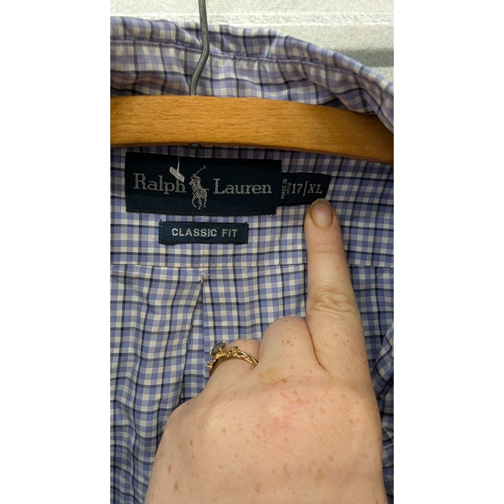 Vintage Ralph Lauren Men's Classic Fit Blue Check Cotton Button Down Shirt- L - Picture 4 of 6